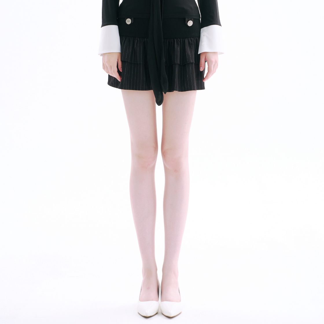 아크메서드 더블 러플 버튼 스커트 - 블랙(ARCMETHOD Double Ruffle Button Skirt - Black) - 4