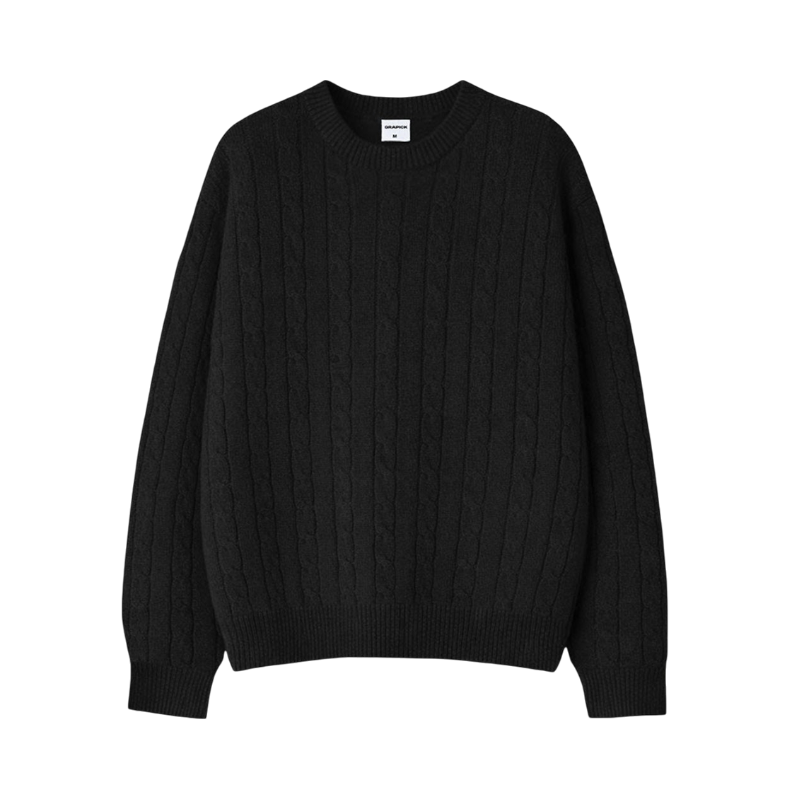 GRPK_6001_Black GRAPICK Mithrin Round neck twisted cable knitwear 5 Color [GRPK_6001]_Black