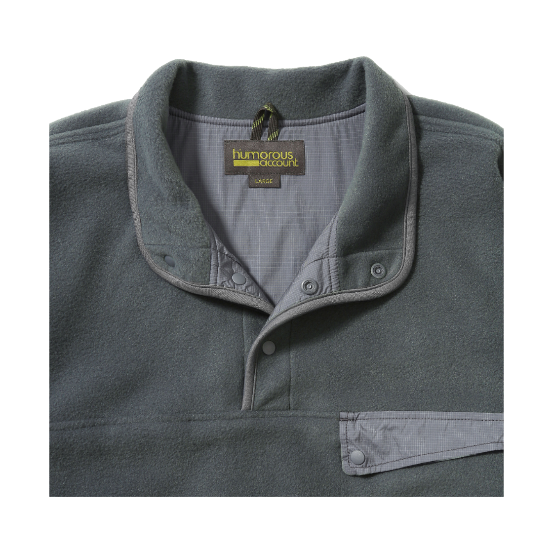 휴머러스 어카운트 맨메이드 플리스 스냅 티 포리지 그린(humorous account Manmade Fleece Snap Tee Foliage Green) - 4