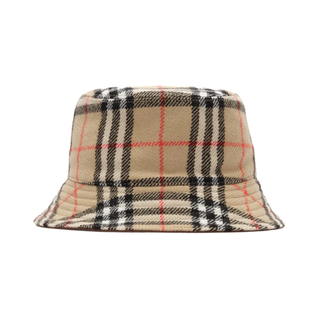 8133639 Burberry Reversible Check Wool Bucket Hat Archive Beige