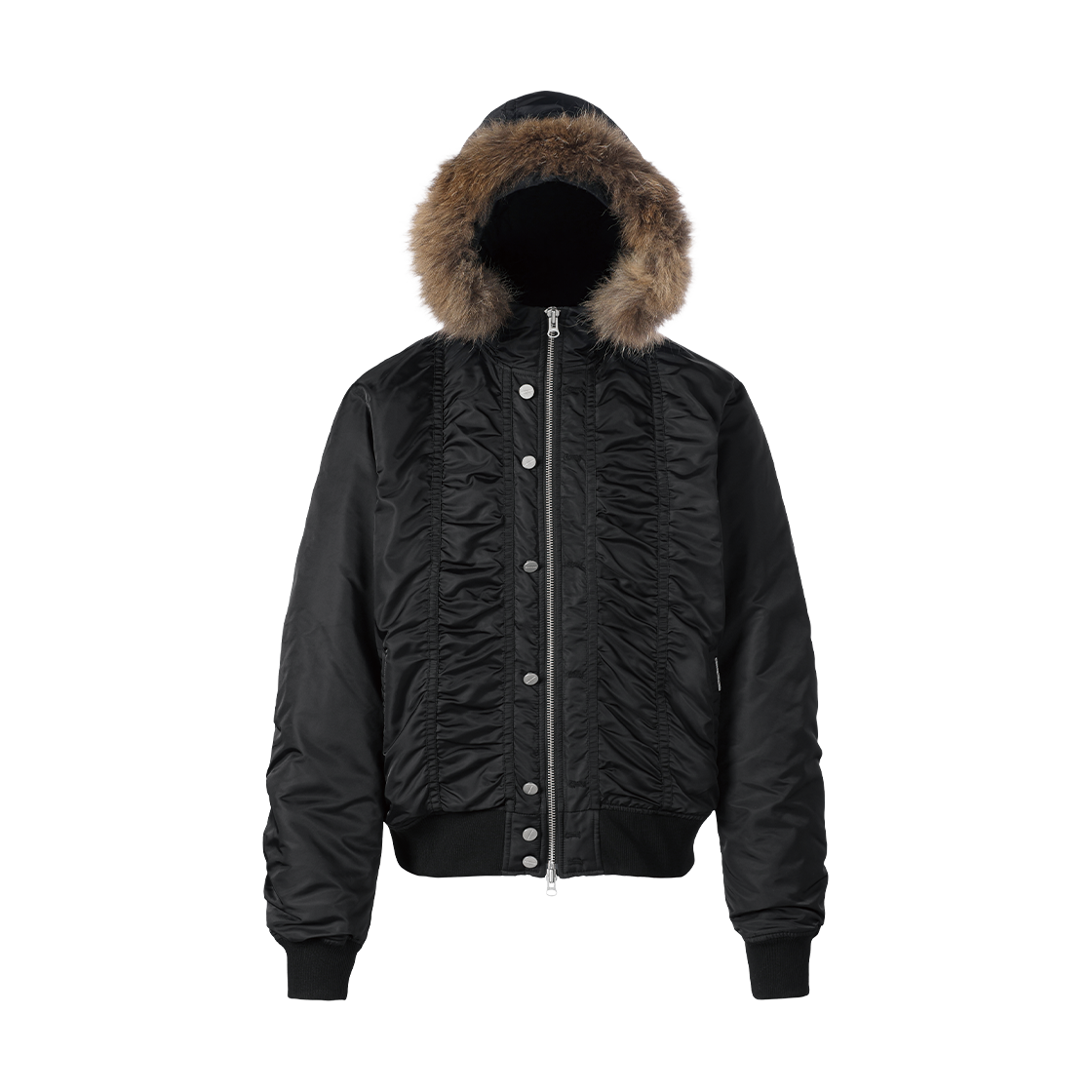 VH2FWUB931ABK Thevinylhouse Fur Hooded MA-1 Jacket Black