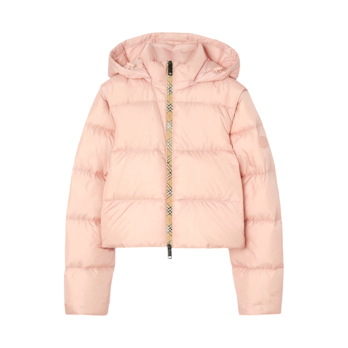 8131356 (W) Burberry Detachable Sleeve Nylon Langdale Puffer Jacket Peony Pink