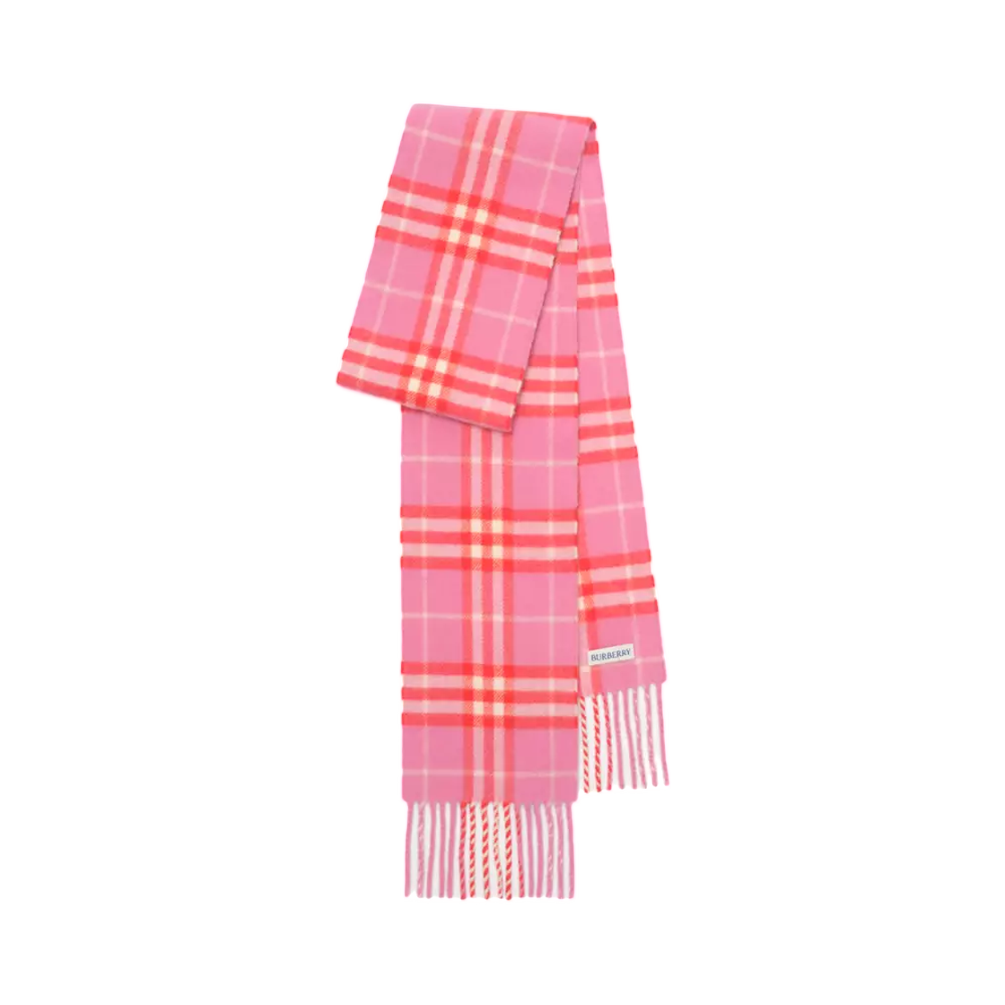 8130283 Burberry Narrow Check Cashmere Scarf Glaze Pink