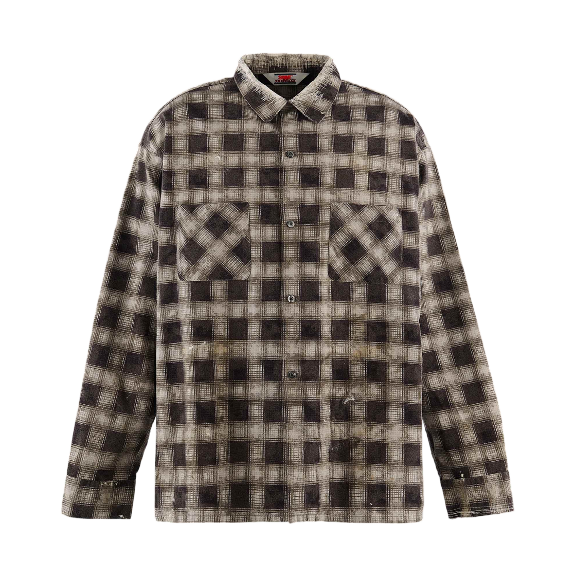 MK1-0000-026 Saint Mxxxxxx Print Check Shirt Black Gray - 26FW