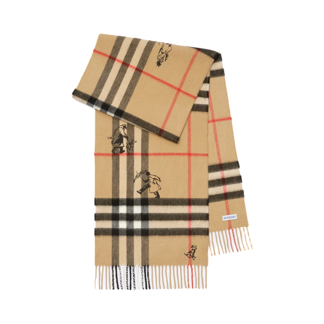 8131138 Burberry Check Mates Cashmere Scarf Archive Beige