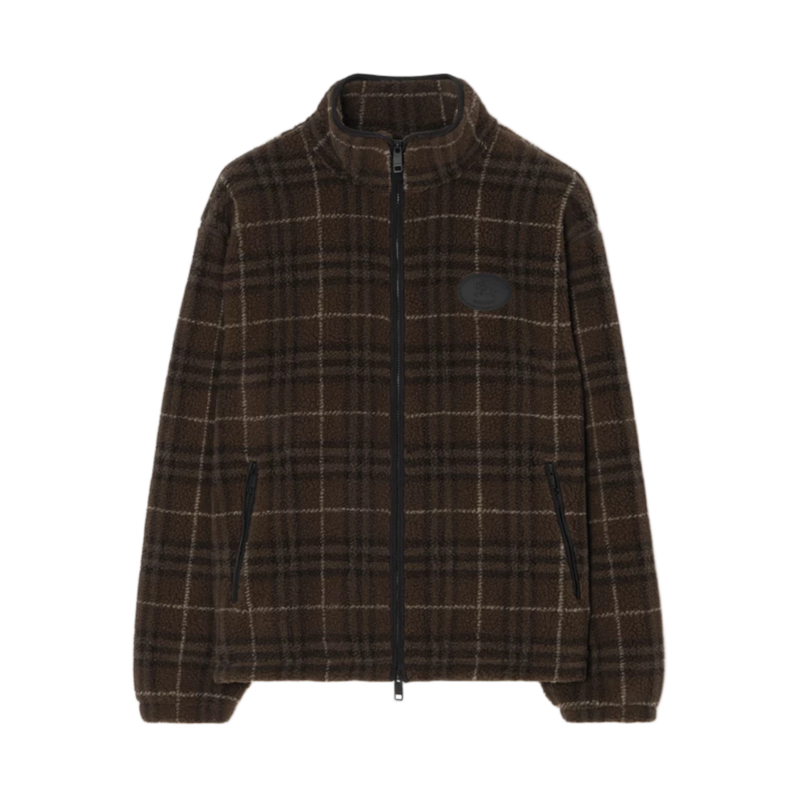 8134279 Burberry Check Wool Cashmere Blend Fleece Jacket Sepia Brown
