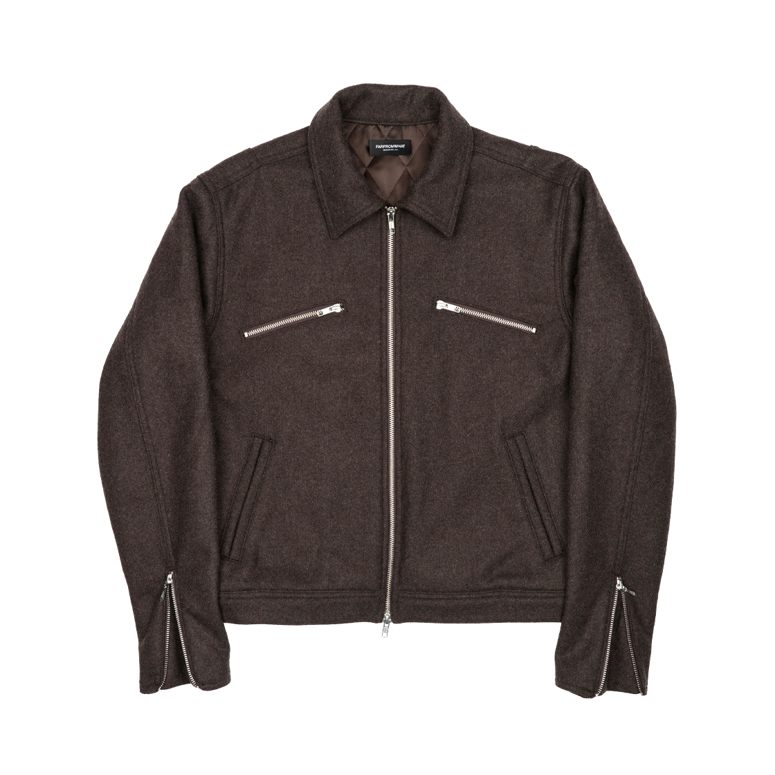 파프롬왓 파 울 집업 재킷 브라운(farfromwhat far wool zip-up jacket brown) - 1