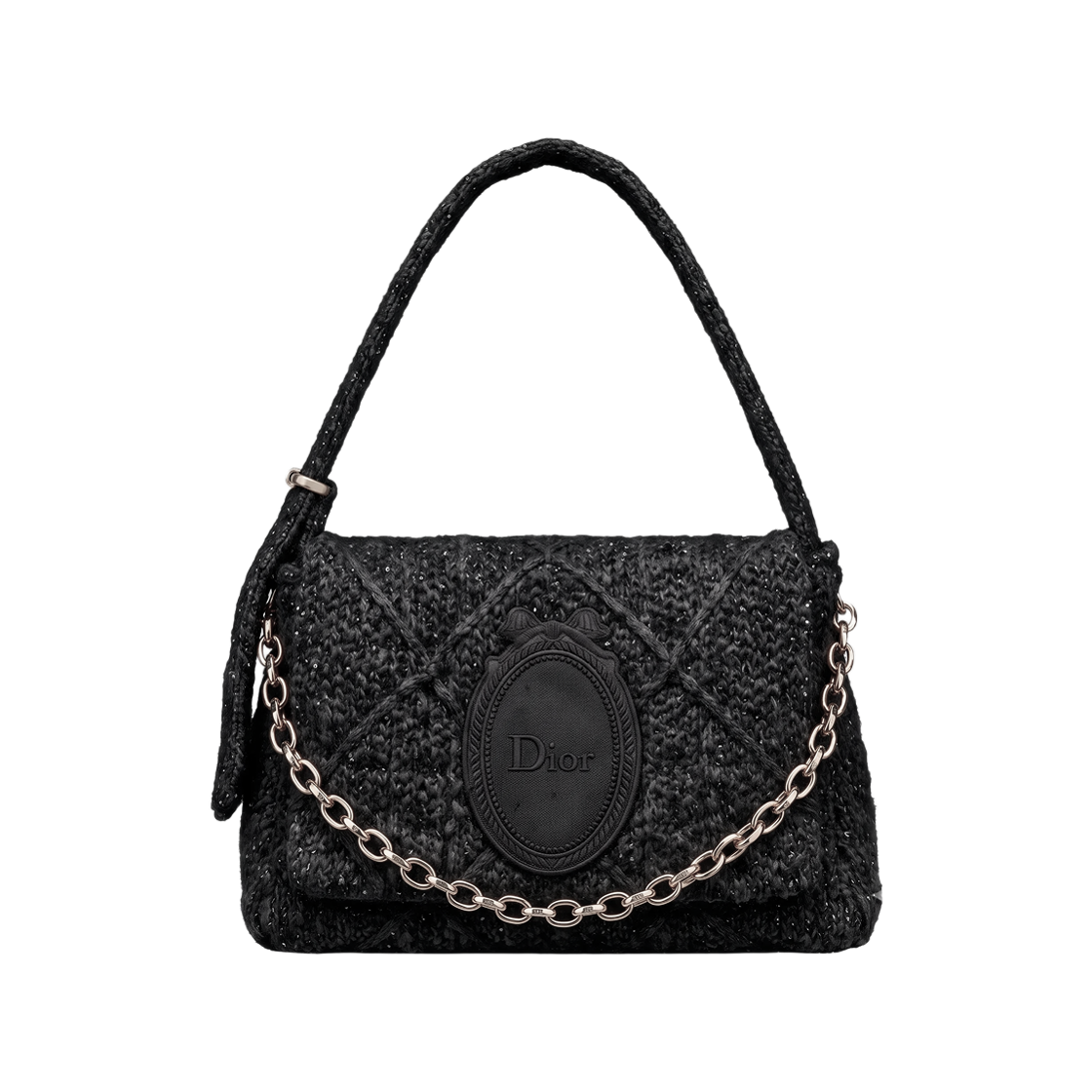 M6012OWKJ-M911 Dior Medallion Strap Flap Bag Small Gray Black