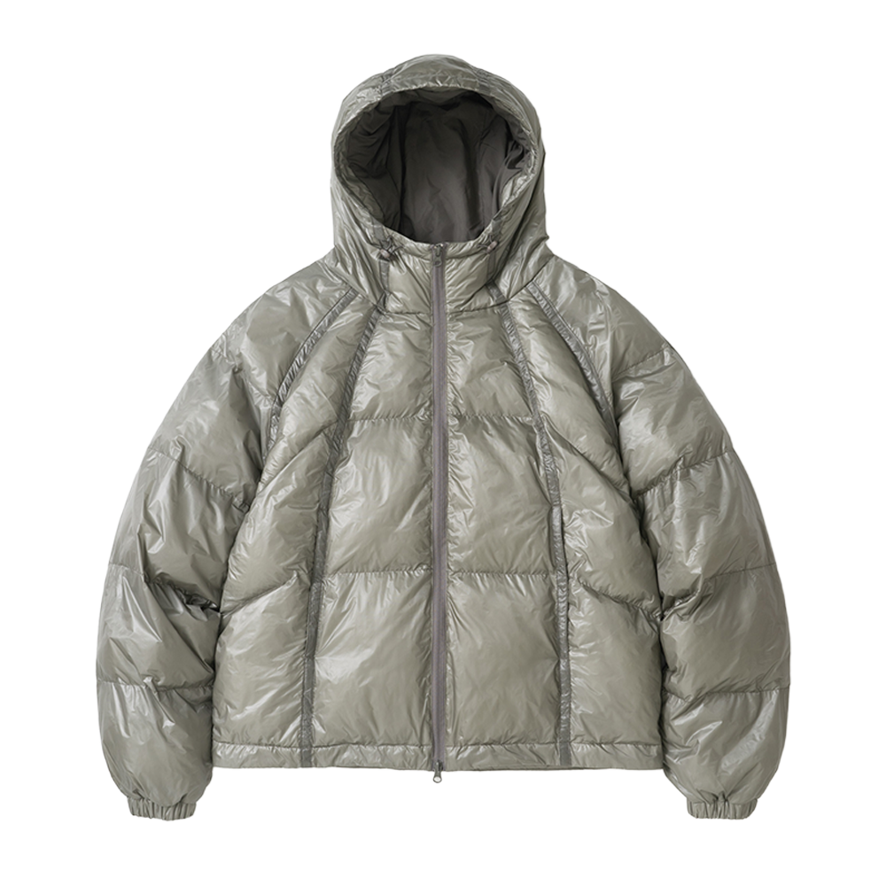 K26FWUCD08GR Knitted Light Weight Line Sheer Padded Jacket Grey