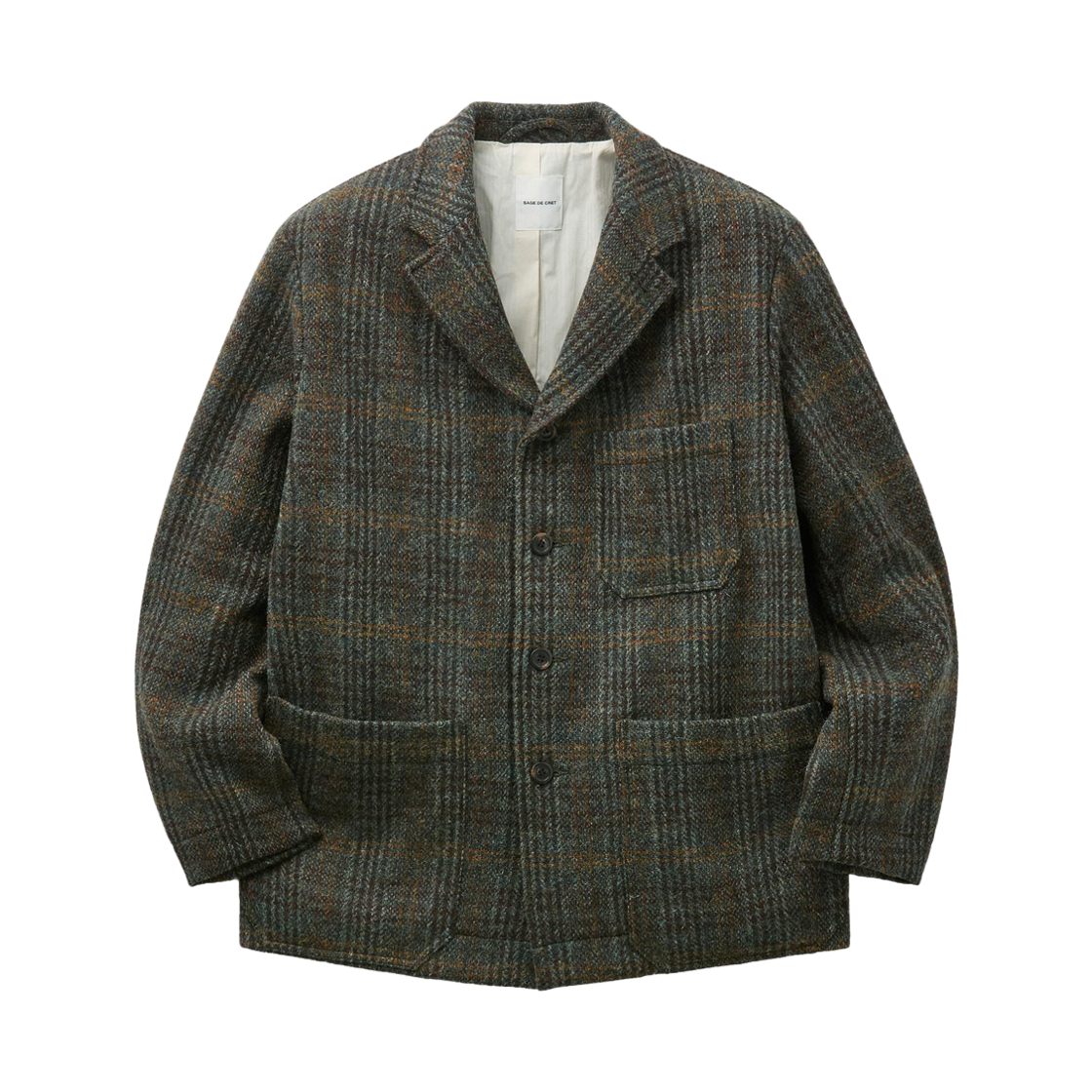 SVJAW26002GYX Series Sage De Cret Harris Tweed Four-Button Coverall Jacket Gray