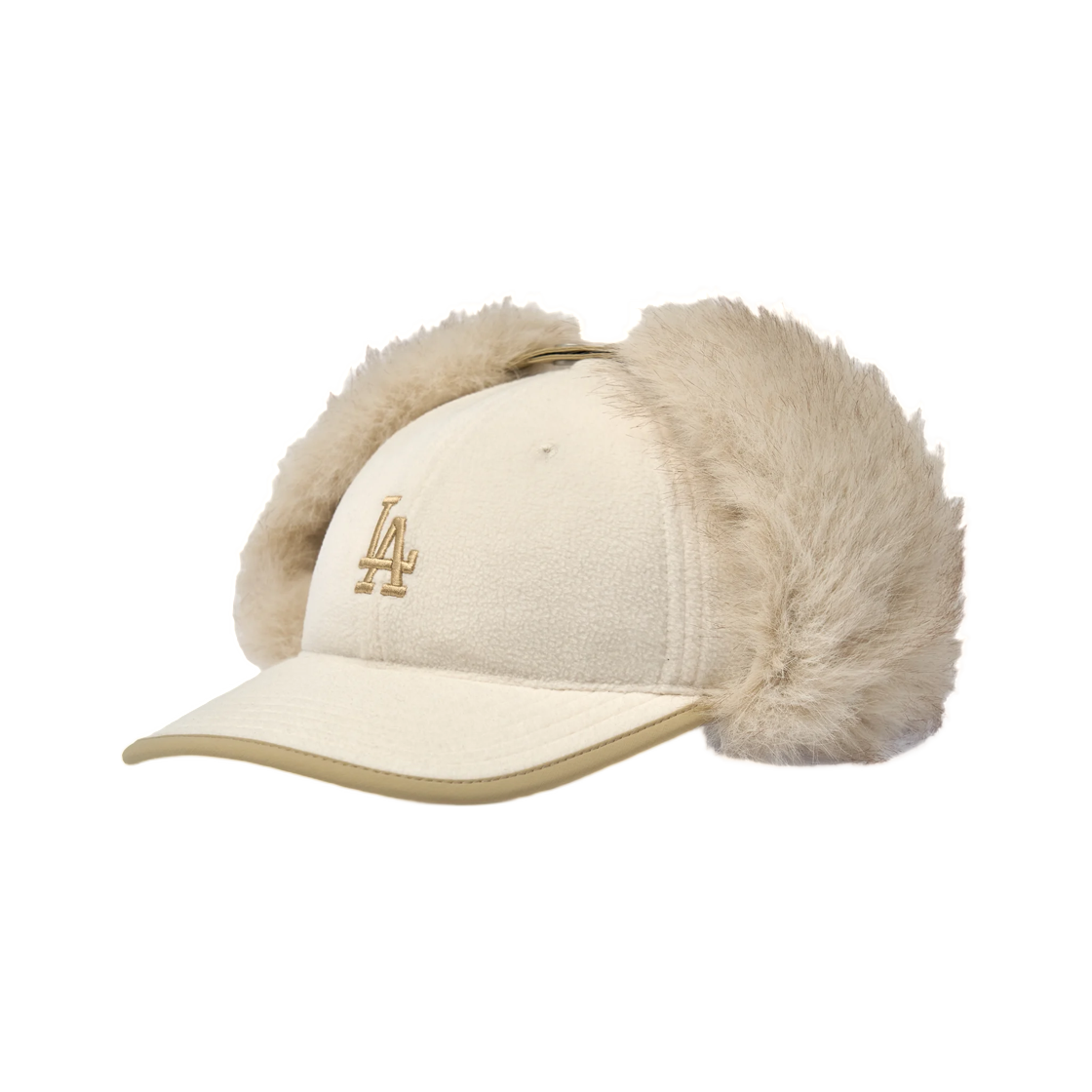 3AWMB0366-07CRS MLB Fleece Color Block Trooper Cap LA Dodgers Cream
