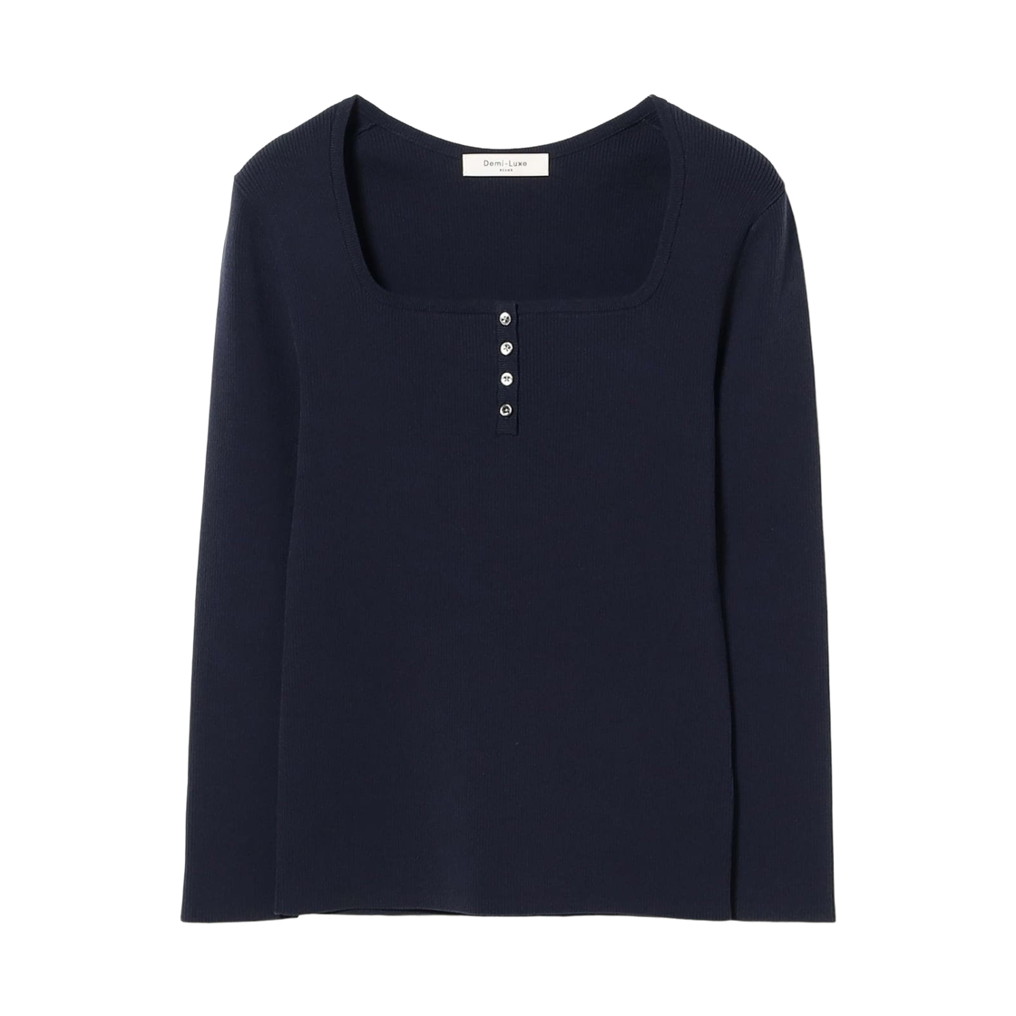 64-15-1402-887 (W) Demi-Luxe Beams 16 Gauge Cotton Henley Neck Pullover Navy