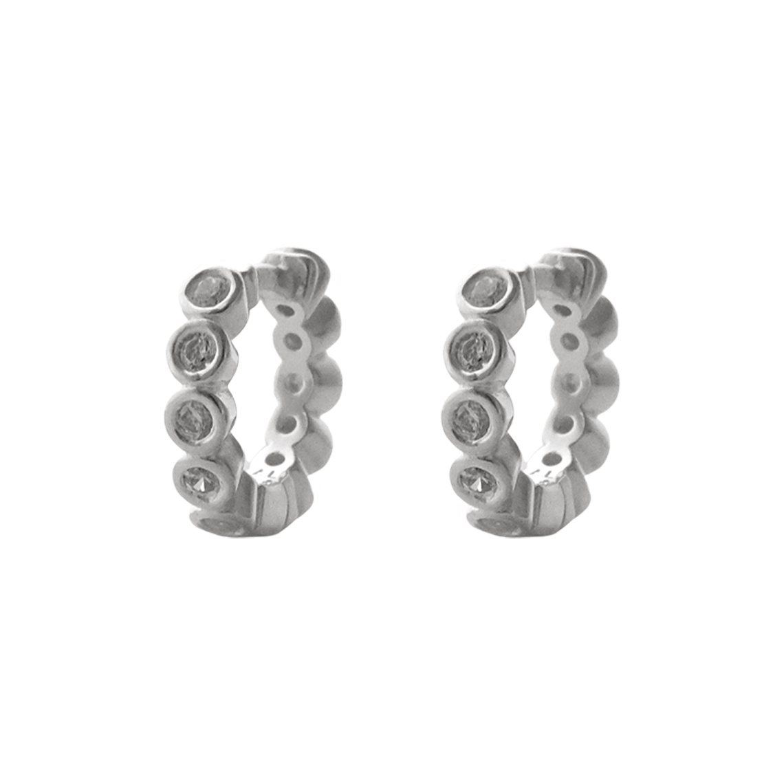 AL45 Another Layer Bezel Hoop Earring Silver