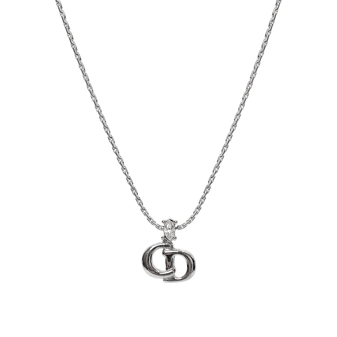 ITASASAPWUBF Dior Cubic CD Silver Necklace