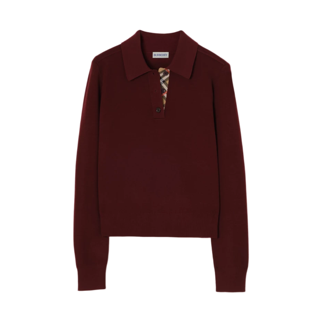 8132451 (W) Burberry Long Sleeve Wool Polo Shirt Grape Purple