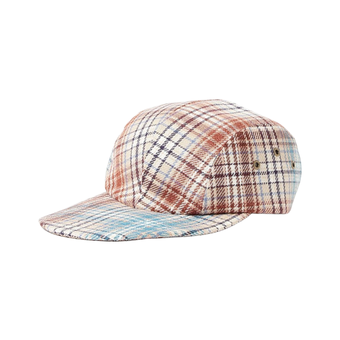 - Pilgrim Surf+Supply Plaid Long Bill Cap Ivory Blue