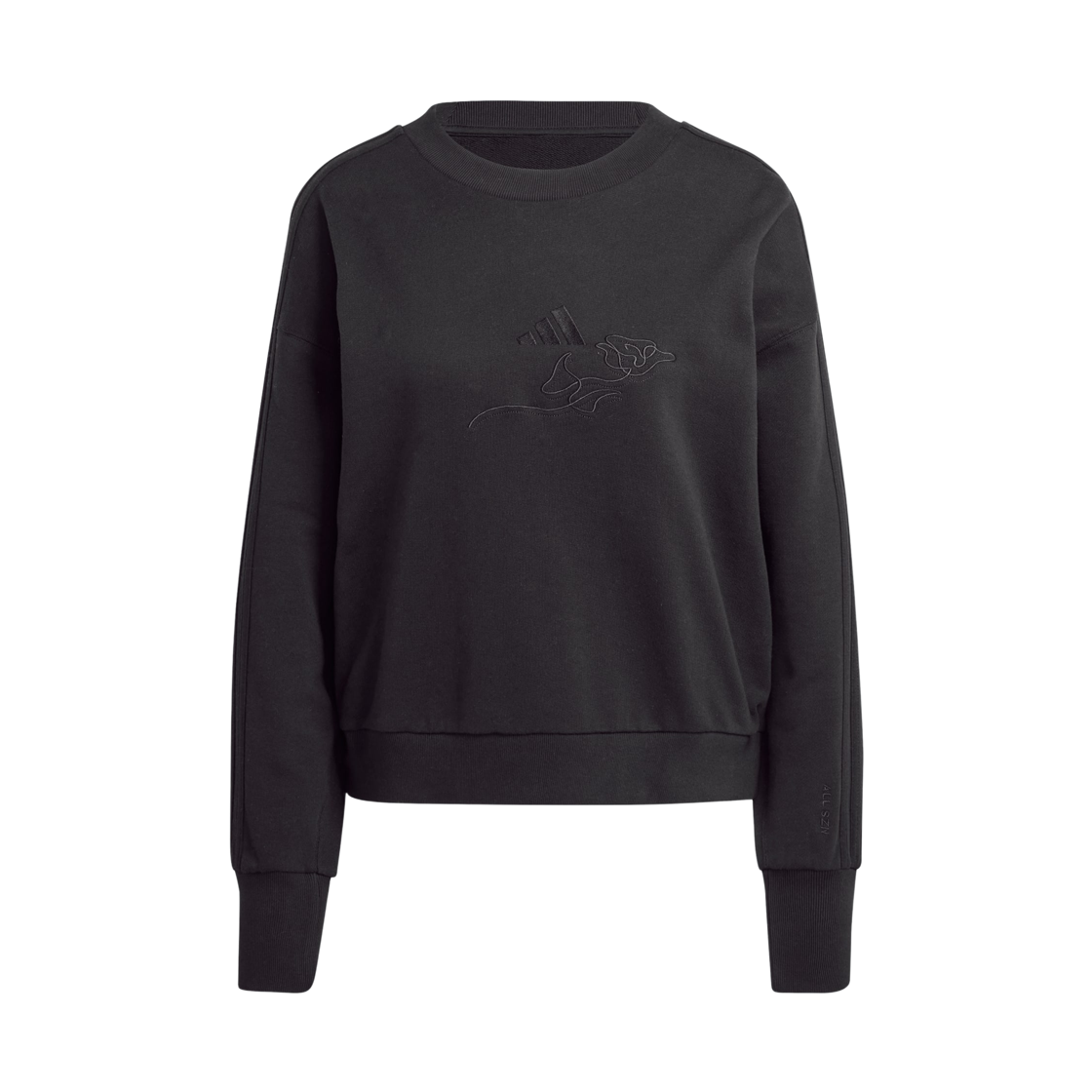 JI9100 (W) Adidas All SZN French Terry 3-Stripes Loose Sweatshirt Black - KR Sizing