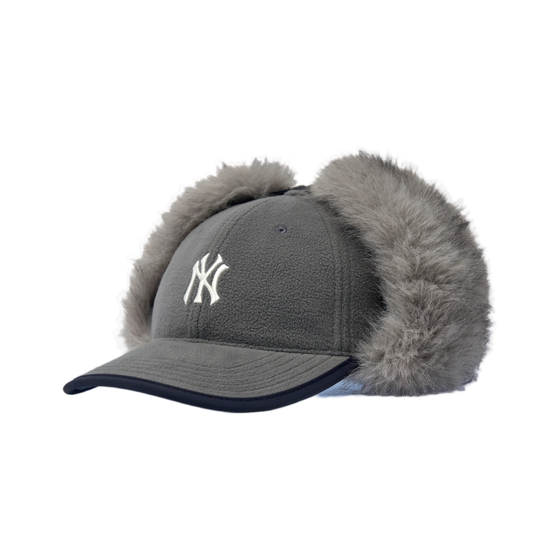 3AWMB0366-50CGM MLB Fleece Color Block Trooper Cap New York Yankees Dark Gray