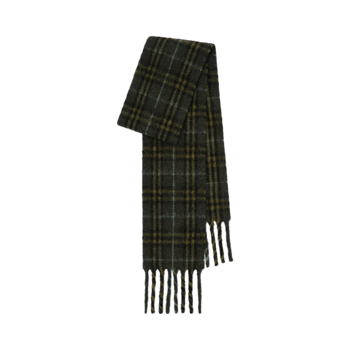 8130695 Burberry Slim Check Alpaca Wool Blend Muffler Seaweed Green
