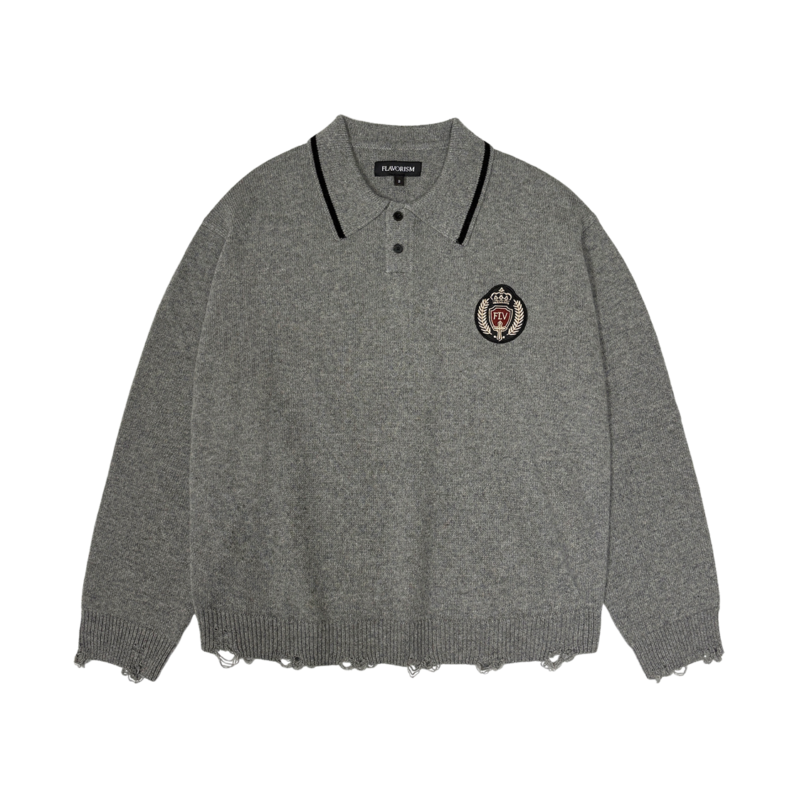 플레이버리즘 엠블럼 카라 니트 메란지(Flavorism Emblem Collor Knit Melange) - 1