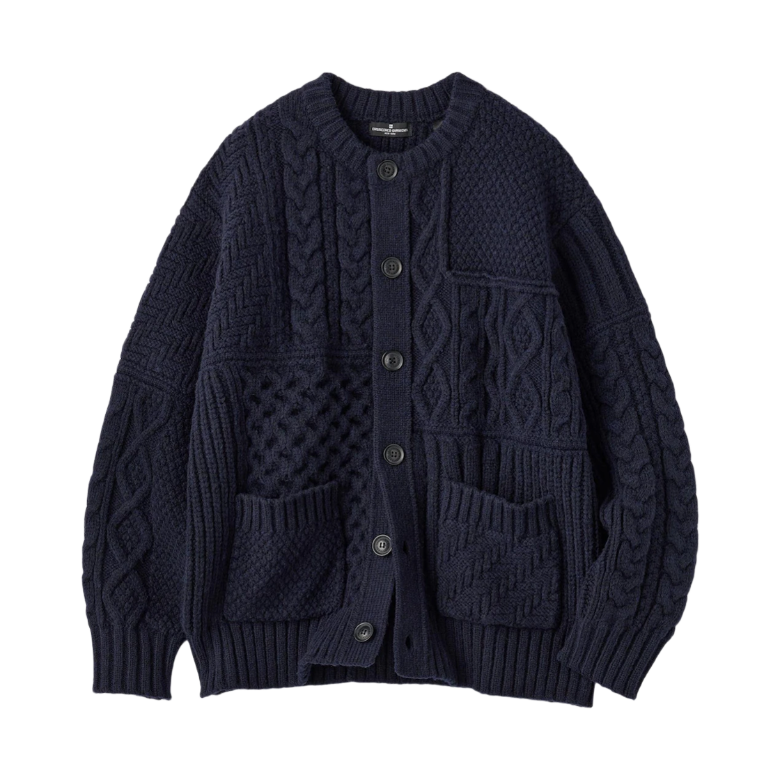 GU x 엔지니어드 가먼츠 케이블 크루넥 가디건 네이비(GU x Engineered Garments Cable Crew Neck Cardigan Navy)