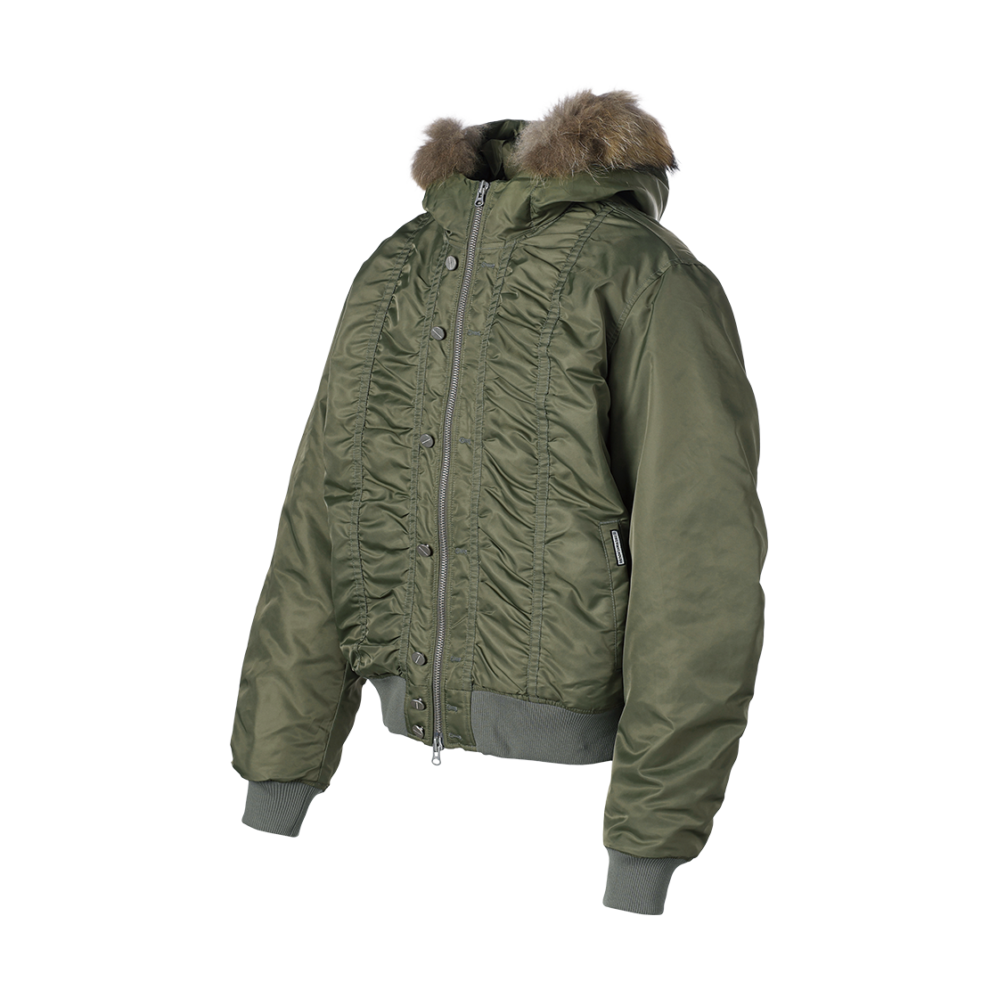 더바이닐하우스 퍼 후디드 MA-1 자켓 카키(Thevinylhouse Fur Hooded MA-1 Jacket Khaki) - 2