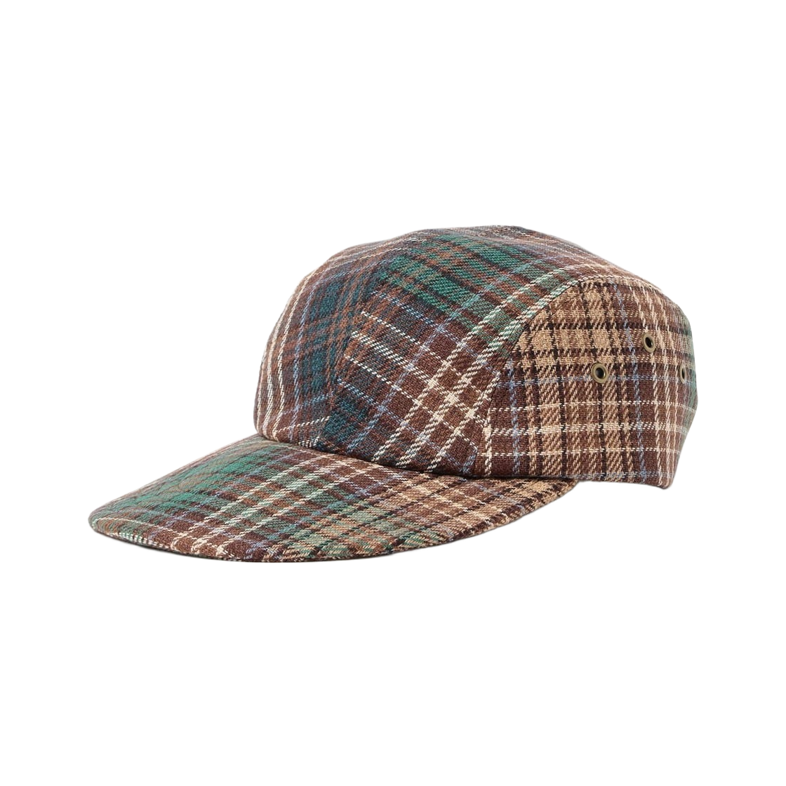 - Pilgrim Surf+Supply Plaid Long Bill Cap Brown Green