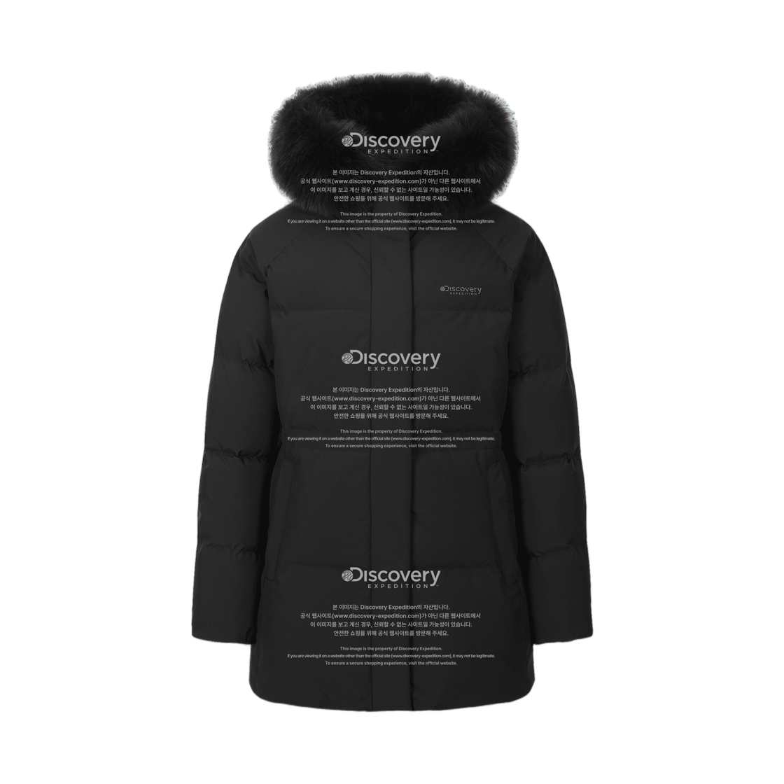 (W) 디스커버리 익스페디션 켈리 구스다운 미드패딩 블랙((W) Discovery Expedition Kelly Goose Down Mid Puffer Jacket Black) - 1