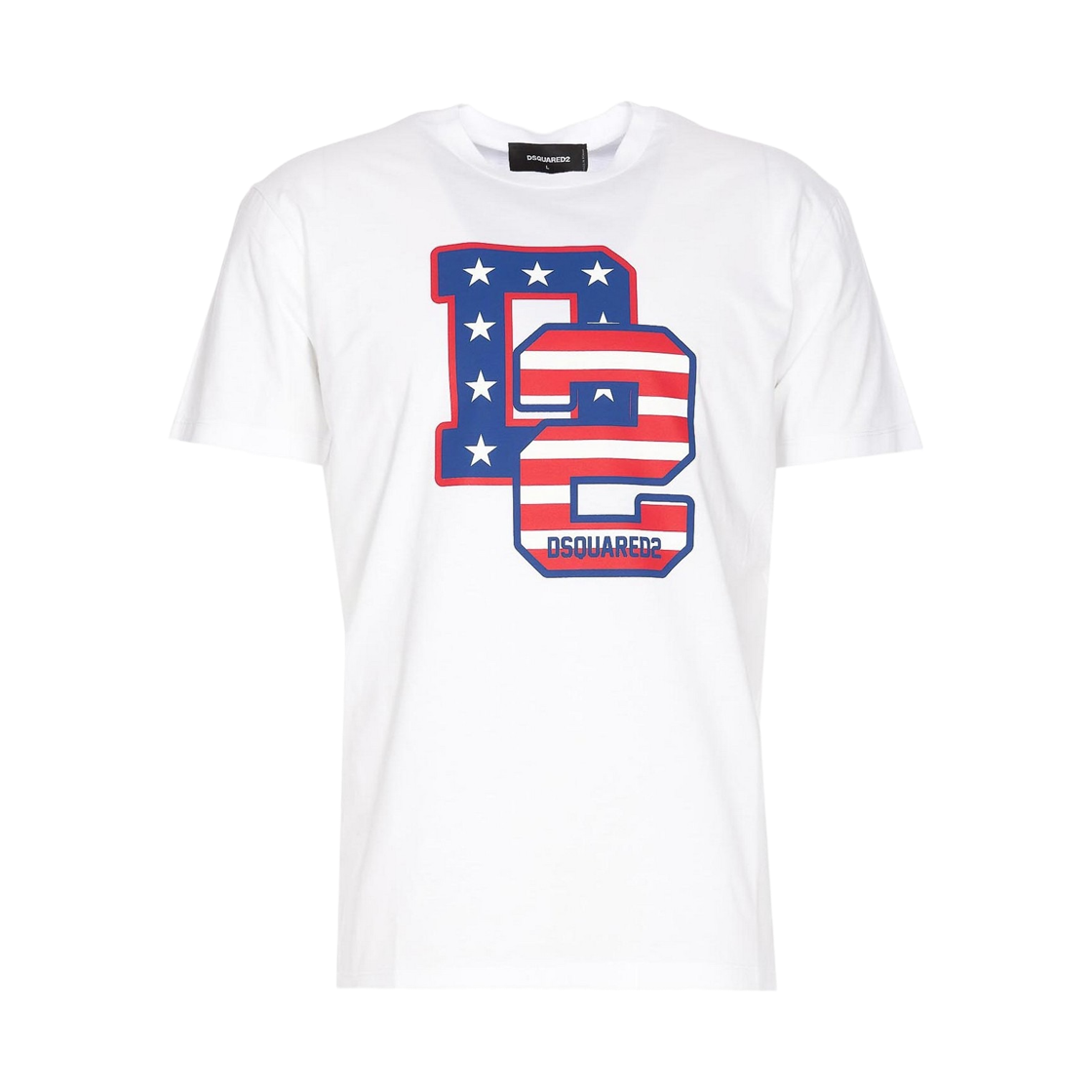디스퀘어드2 프론탈 프린트 로고 크루넥 티셔츠 화이트(Dsquared2 Frontal Print Logo Crew Neck T-Shirt White)