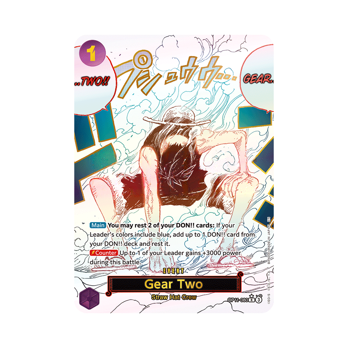 OP11-080-R-P One Piece TCG Gear Two R-P OP11-080 Booster Pack A Fist of Divine Speed (English Ver.)