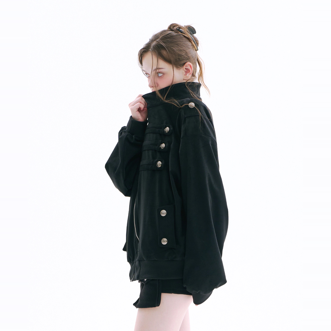 아크메서드 나폴레옹 스웨이드 오버사이즈 자켓 - 블랙(ARCMETHOD Napoleon Suede Oversized Jacket - Black) - 4