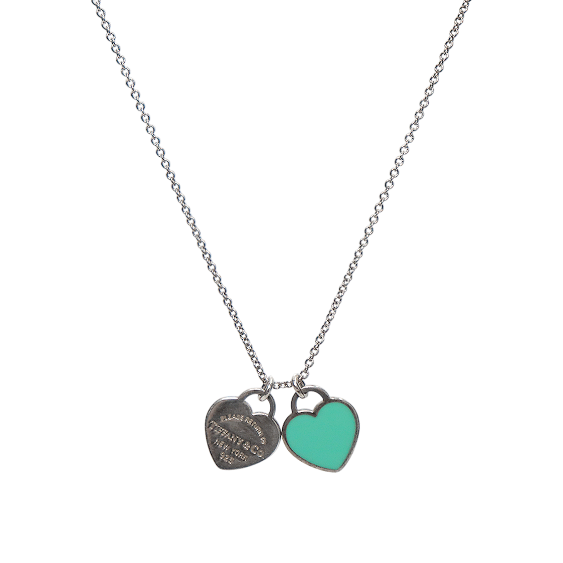 IT4MFUTTQQ63 Tiffany & Co. Mint Double Heart Silver Necklace