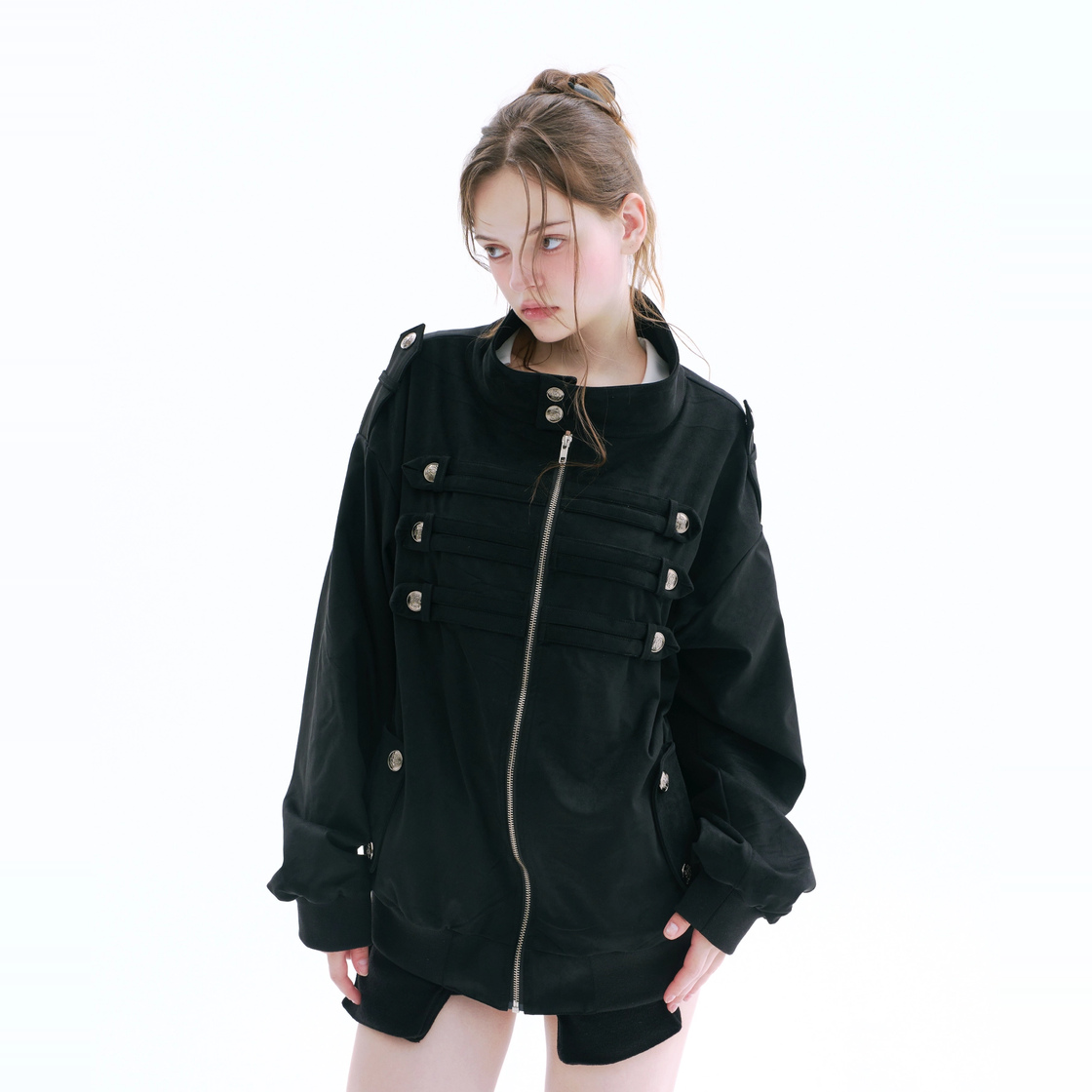 아크메서드 나폴레옹 스웨이드 오버사이즈 자켓 - 블랙(ARCMETHOD Napoleon Suede Oversized Jacket - Black) - 3