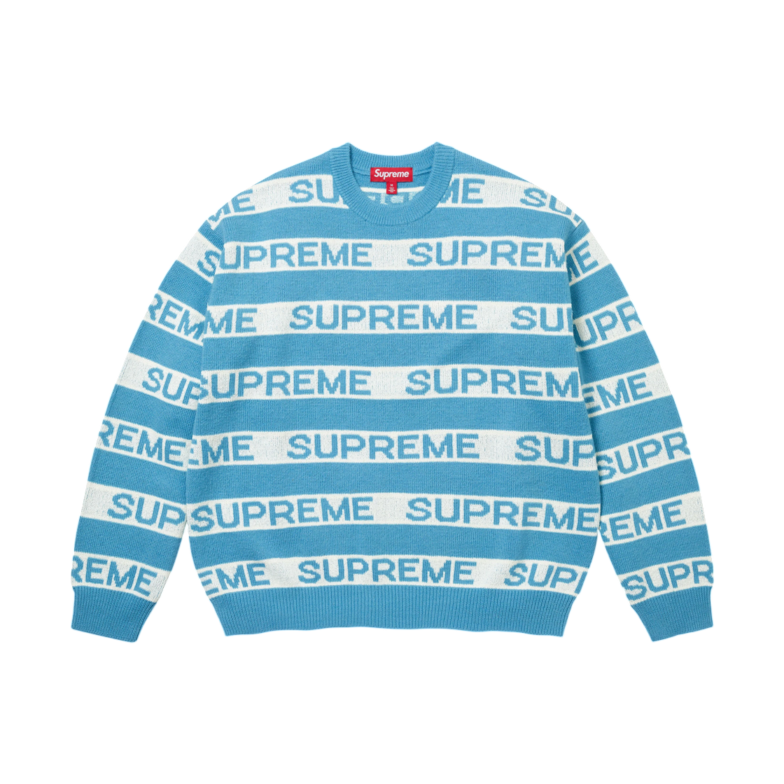 - Supreme Stripe Logo Sweater Blue - 26FW