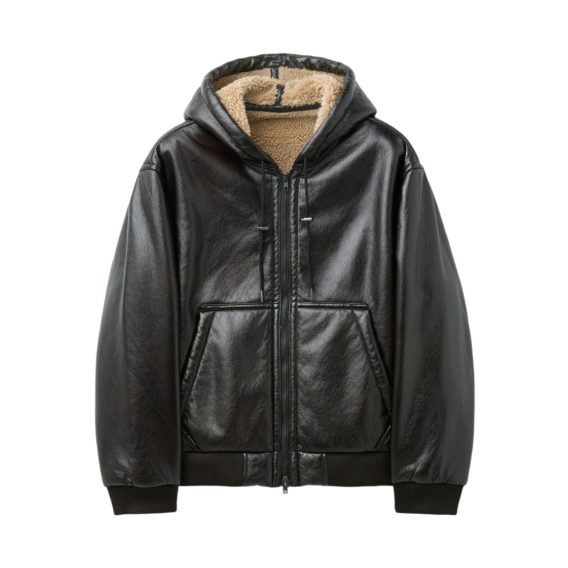 CWUAW26882BRX Customellow Faux Shearling Hooded Jacket Brown