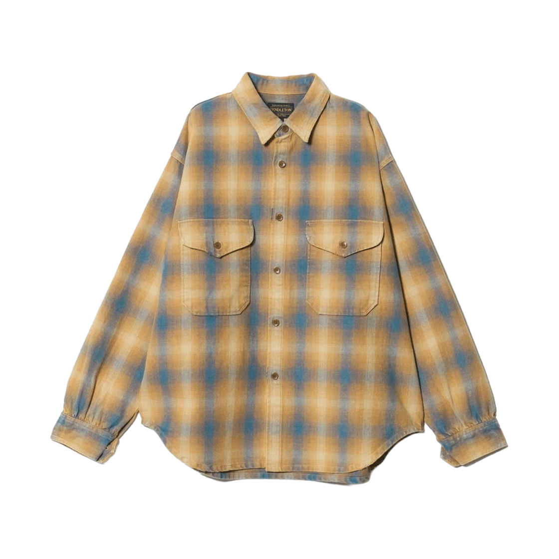 KM6DSHLCG11BG California General Store x Pendleton Damaged Flannel Check Shirt Beige - 26FW