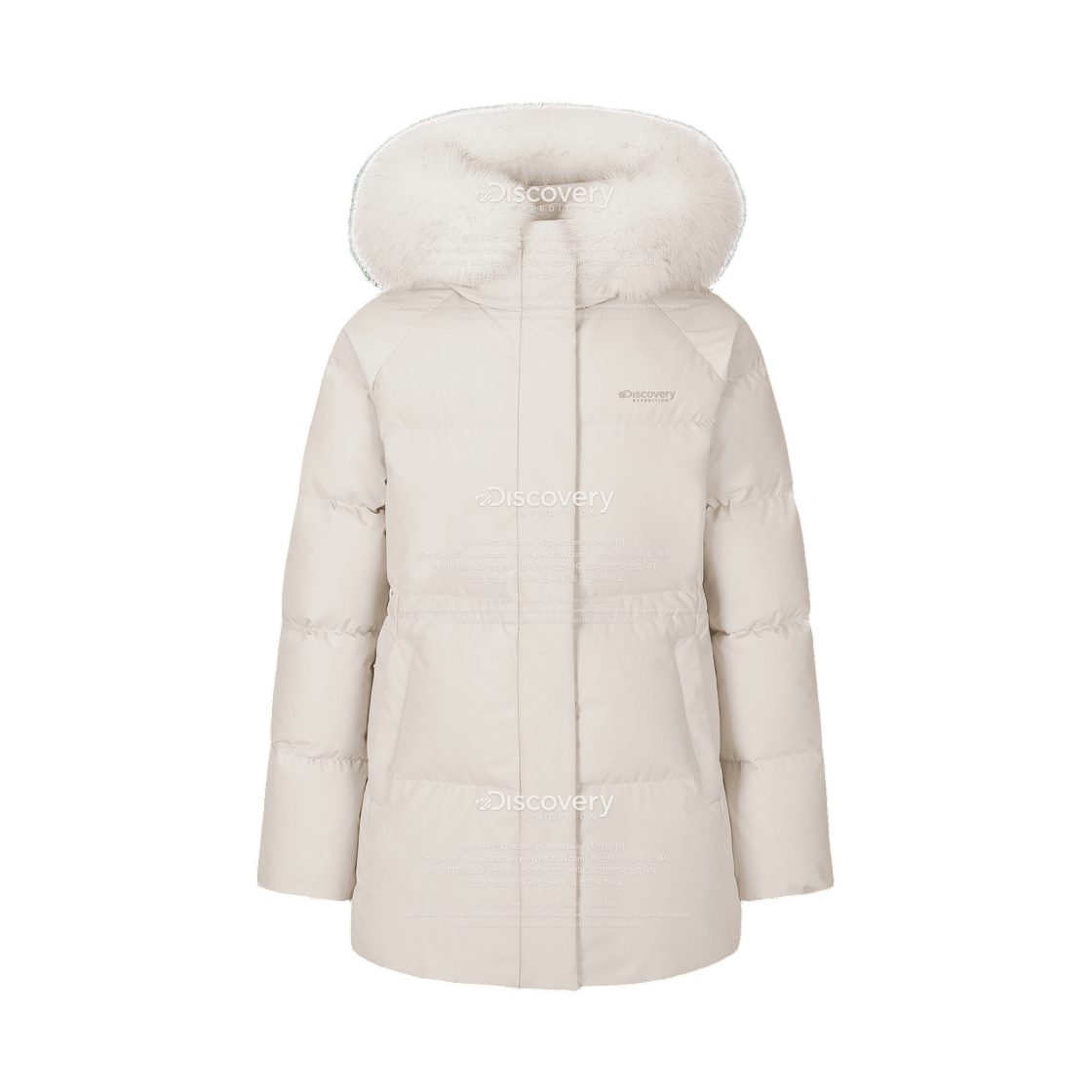 DWDJ98066-IVD (W) Discovery Expedition Kelly Goose Down Mid Puffer Jacket Ivory