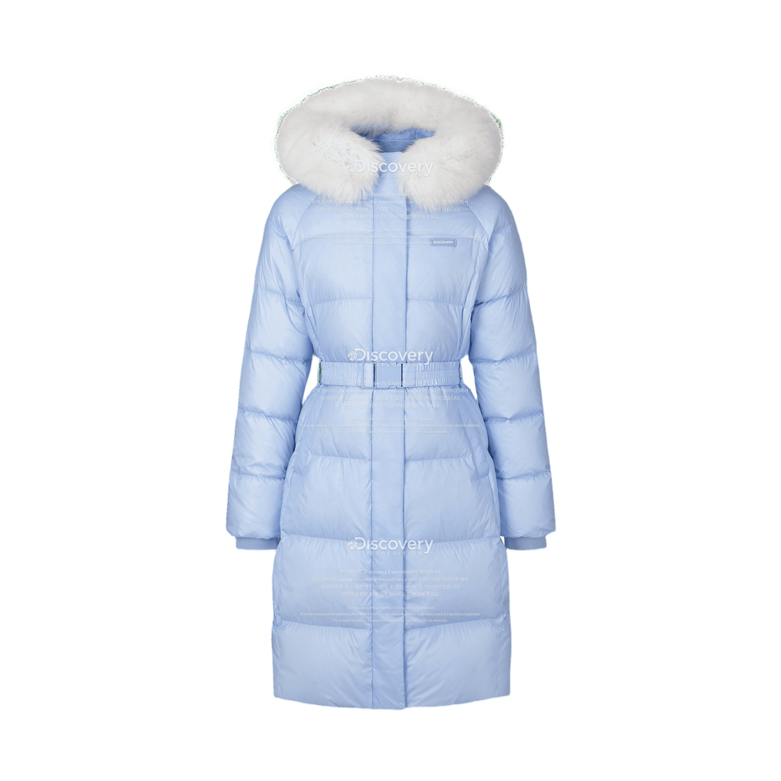 DWDJ9A166-LBL (W) Discovery Expedition Kelly Glossy Goose Down Long Puffer Jacket Blue