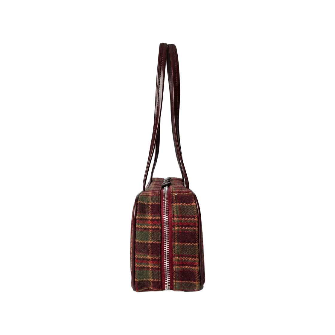 꼬모드빈티지 로완 울 체크 스퀘어 숄더백 버건디(Kommod Vintage Rowan Wool Check Square Shoulder Bag Burgundy) - 3