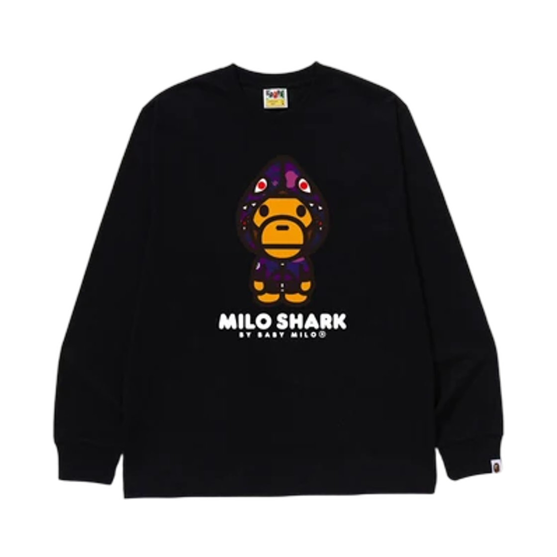 - BAPE Color Camo Milo Shark FZH L/S T-Shirt Black Purple