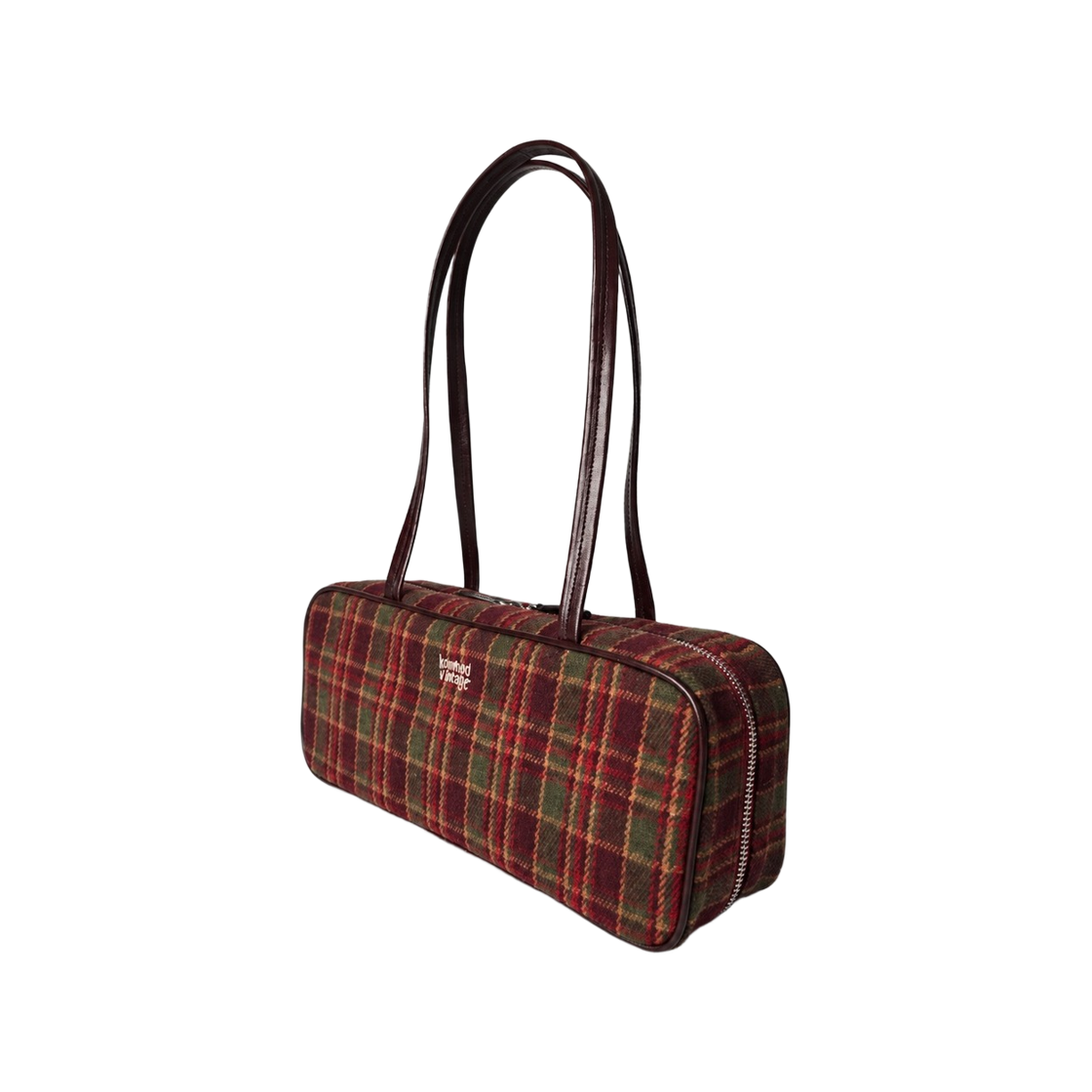 꼬모드빈티지 로완 울 체크 스퀘어 숄더백 버건디(Kommod Vintage Rowan Wool Check Square Shoulder Bag Burgundy) - 2