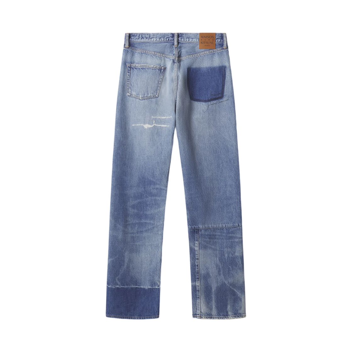 메종 키츠네 x 쿠로 패치워크 데님 팬츠 라이트 블루(Maison Kitsune x Kuro Patchwork Denim Pants Light Blue) - 2