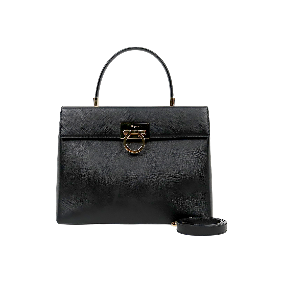 IT8OLQHEGSDR Ferragamo Black Saffiano Kelly Bag