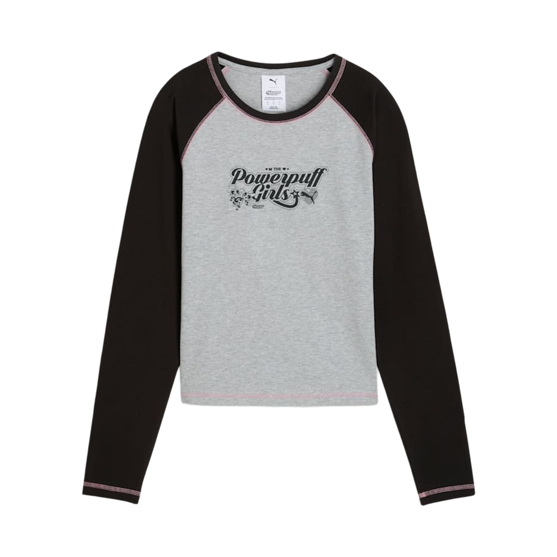638476-76 (W) Puma x The Power Puff Girls Long Sleeve T-Shirt Concrete Gray Heather