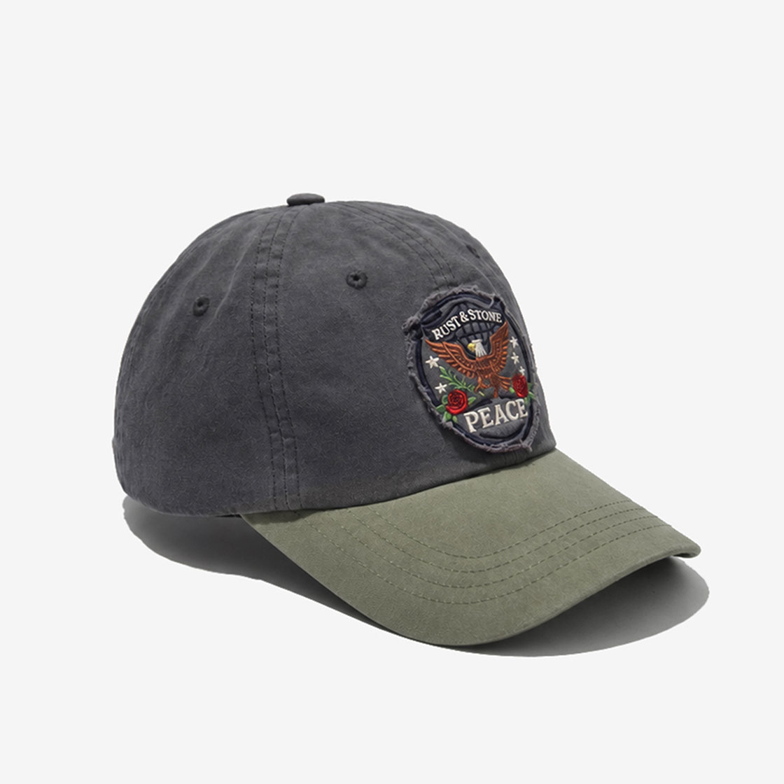 러스트앤스톤 피스 이글 엠블럼 볼캡 블랙/카키(Rust And Stone Peace Eagle Emblem Ball Cap Black/Khaki) - 3