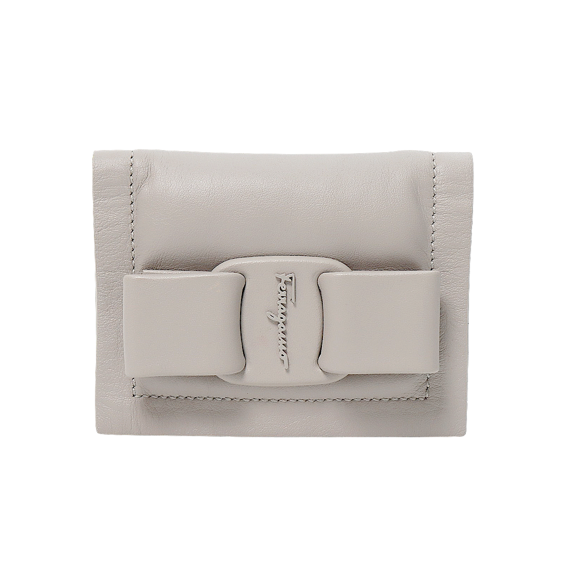 ITS8MJGI85BV Salvatore Ferragamo Gray Viva Bow Card Wallet