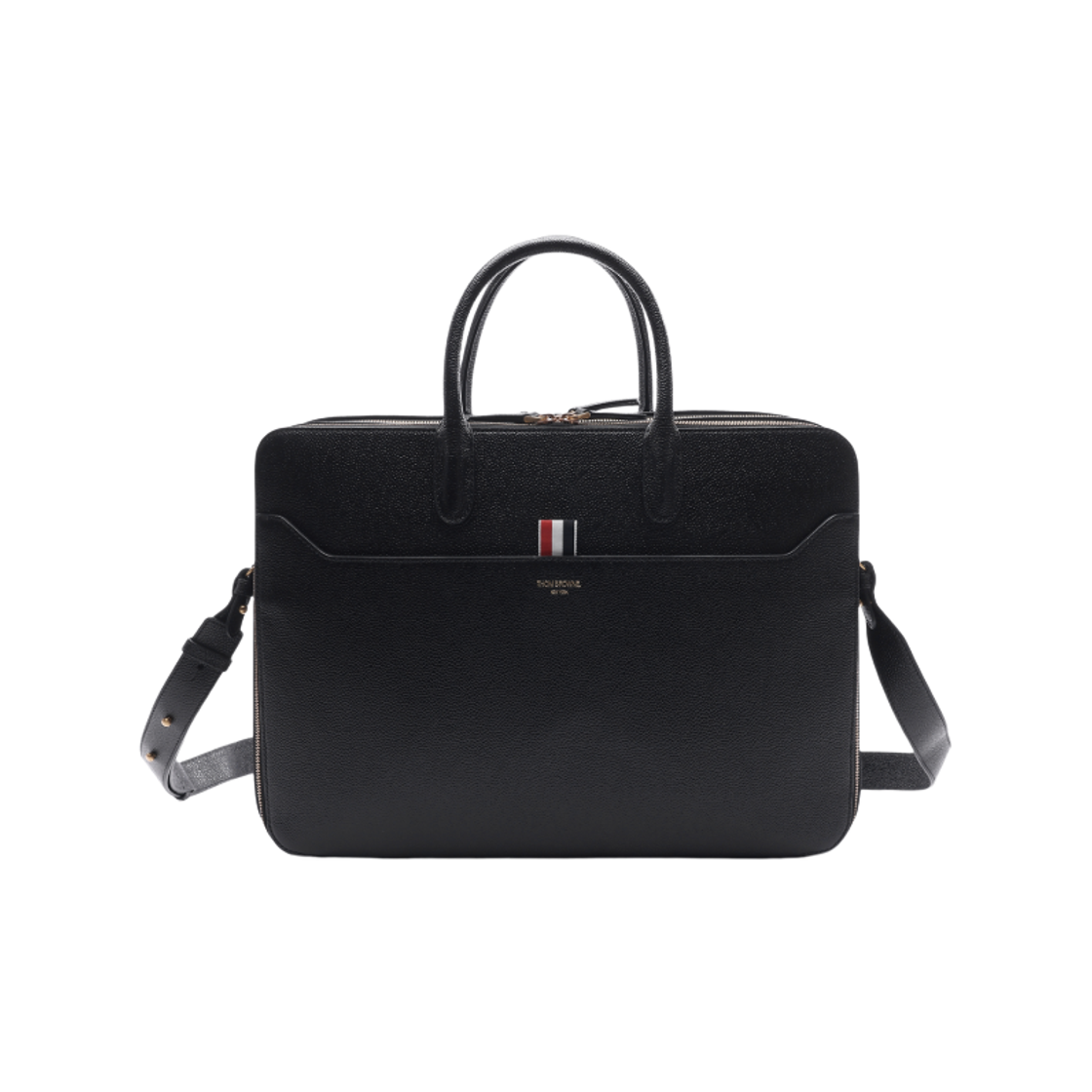 MAG443A 00198 001 26S [15% 쿠폰] Thom Browne Pebble Grain Double Compartment Business Bag Black