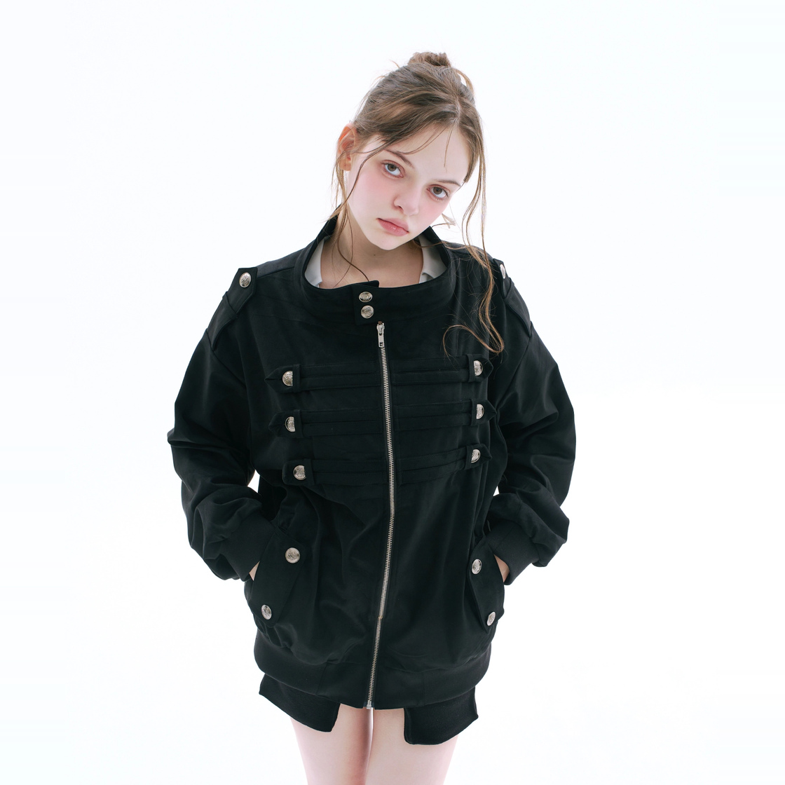 아크메서드 나폴레옹 스웨이드 오버사이즈 자켓 - 블랙(ARCMETHOD Napoleon Suede Oversized Jacket - Black) - 5