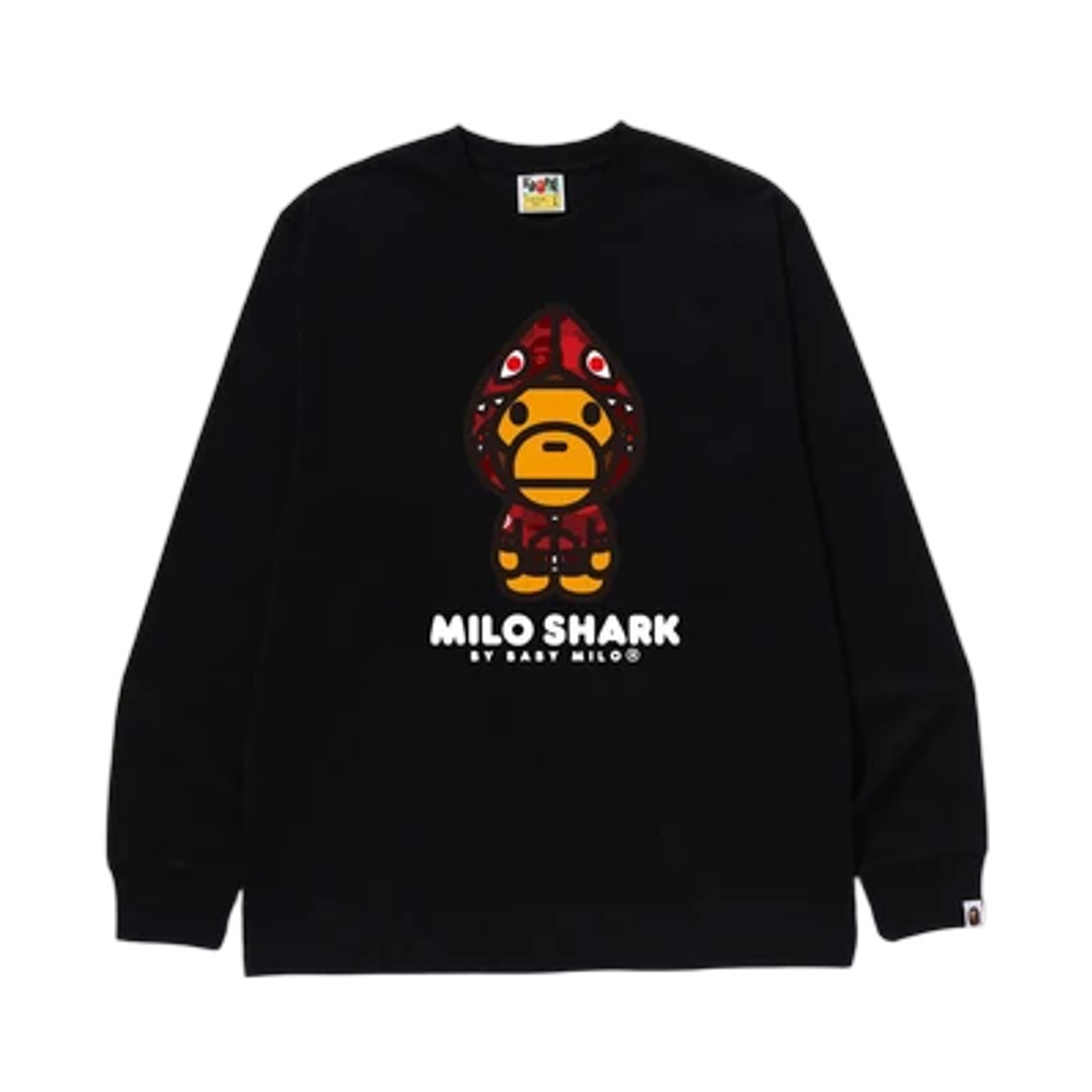 - BAPE Color Camo Milo Shark FZH L/S T-Shirt Black Red
