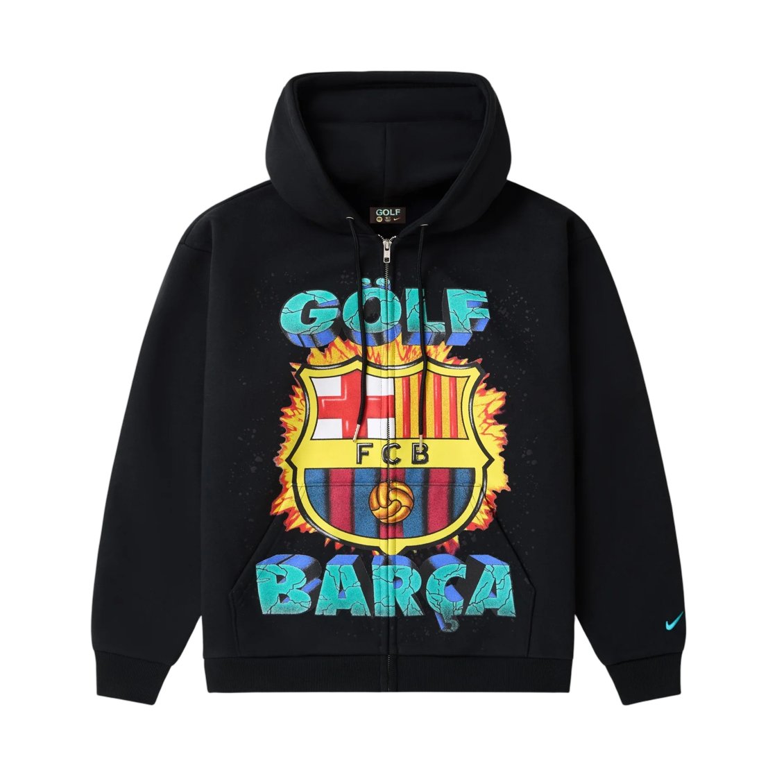골프왕 FCB 퀘이크 집업 후드 블랙(Golfwang FCB Quake Zip-Up Hoodie Black)